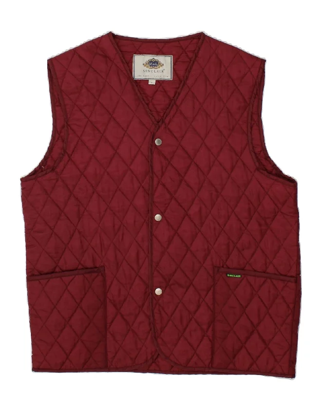 SINCLAIR Mens Quilted Gilet UK 40 Large Red Nylon