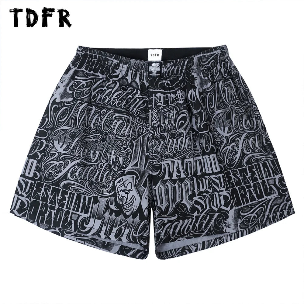 Casual Shorts Mens Chicano Style Streetwear Wide Leg Elastic Waist Pants