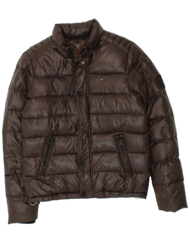 TOMMY HILFIGER Mens Padded Jacket UK 36 Small Brown Polyester