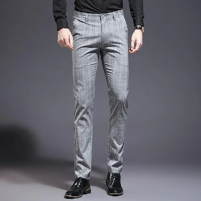 Men's Formal Gingham Polyester Pants