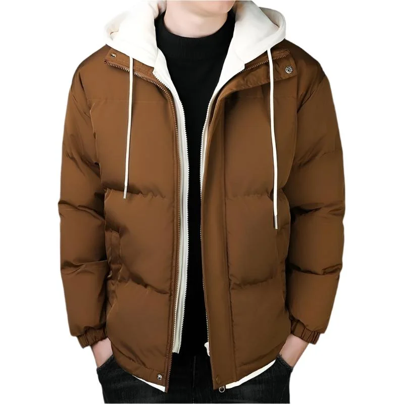 Men's Windproof Warm Hooded Cotton Jacket Thickened