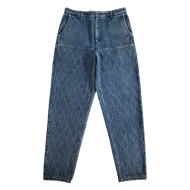 Men's Indigo Sashiko Tapered Pants - Japanese Style Trousers