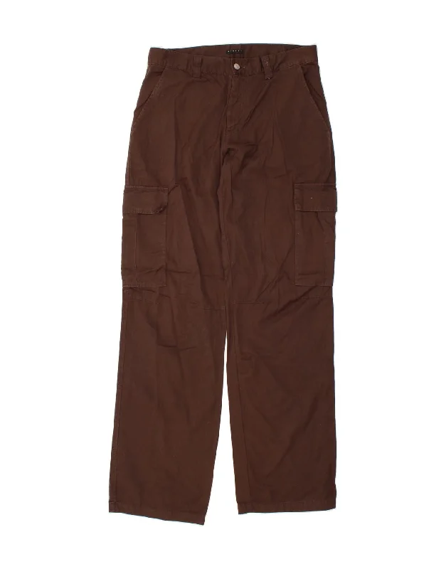 SISLEY Mens Straight Cargo Trousers W34 L35 Brown Cotton