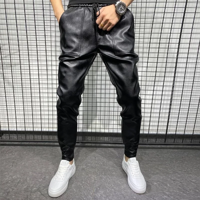 Men's Winter Thick PU Leather Pants