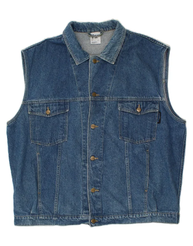 PIONEER Mens Denim Gilet UK 44 2XL Blue Cotton