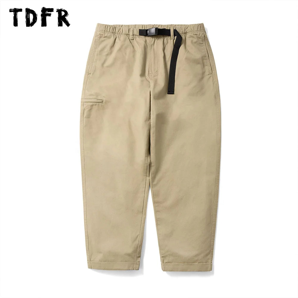 Solid Color Cargo Pants with Belt - Safari Style Casual Wide Leg Trousers