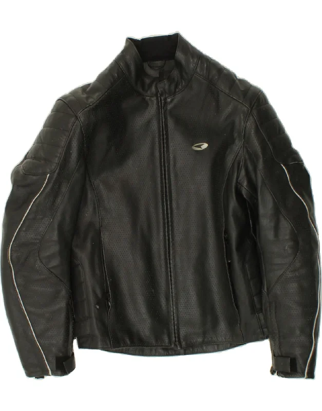 AXO Mens Leather Racer Jacket UK 38 Medium Black Leather