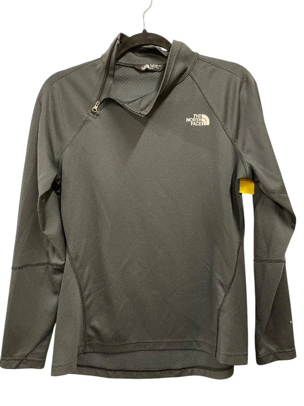 Athletic Top Long Sleeve Collar By The North Face In Grey, Size: M