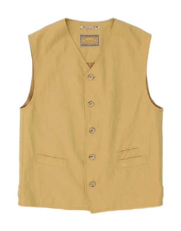 CAMEL Mens Gilet UK 38 Medium Yellow Cotton