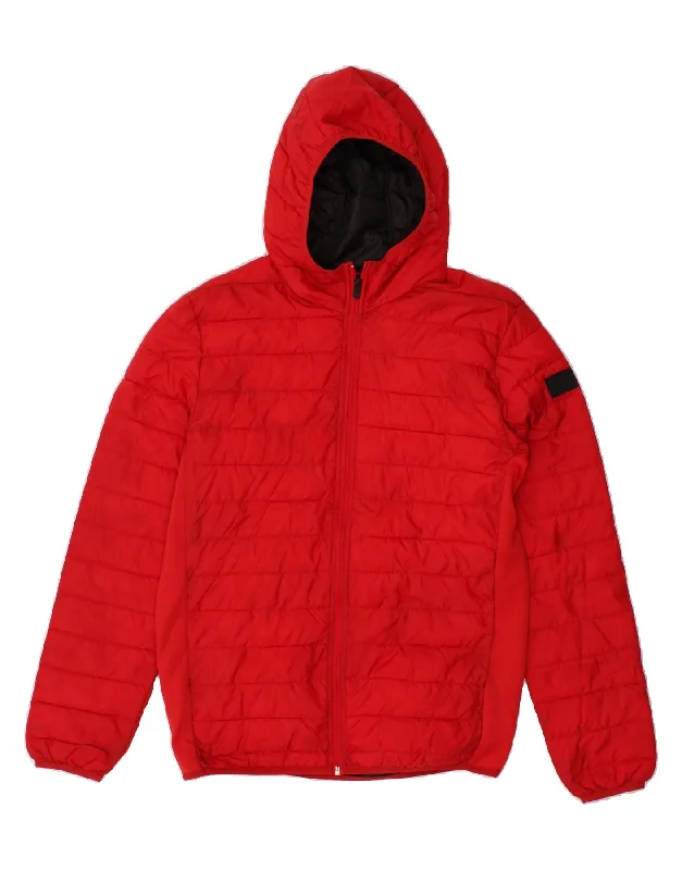 JACK & JONES Mens Hooded Padded Jacket UK 36 Small Red Polyester