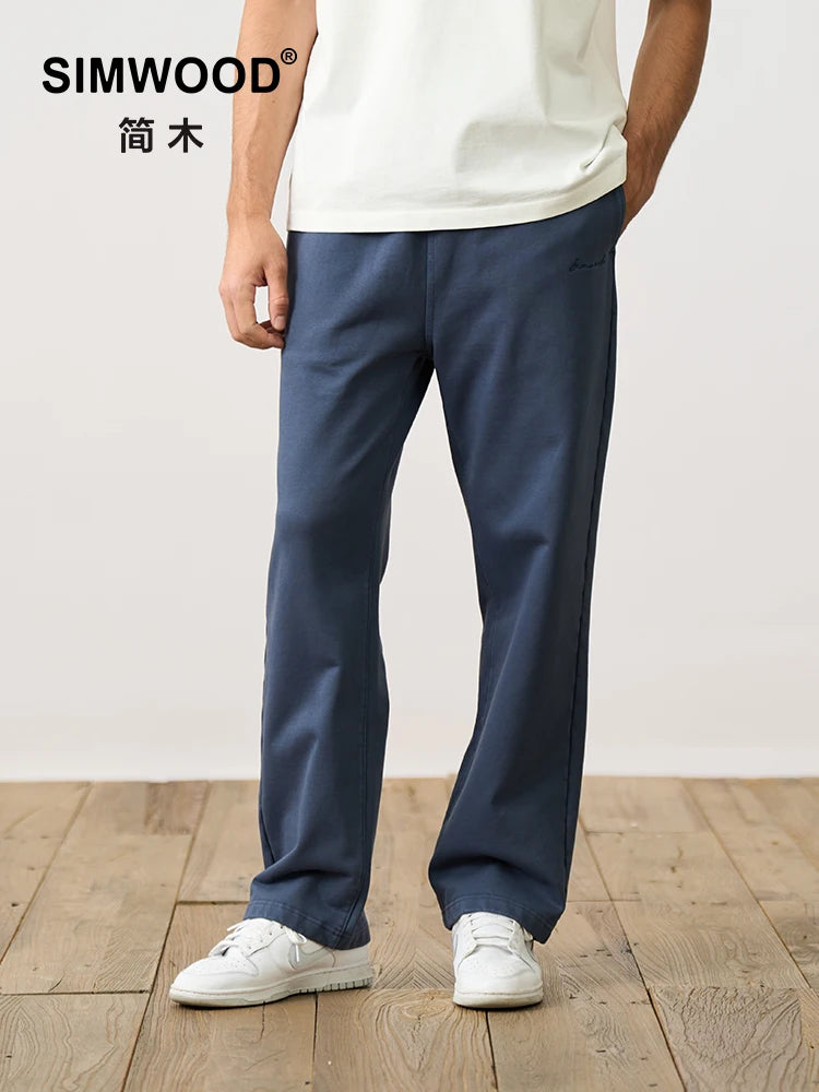 Loose Straight Jogger Pants Men with Thick Heavyweight Carbon Peaching Density Fabric