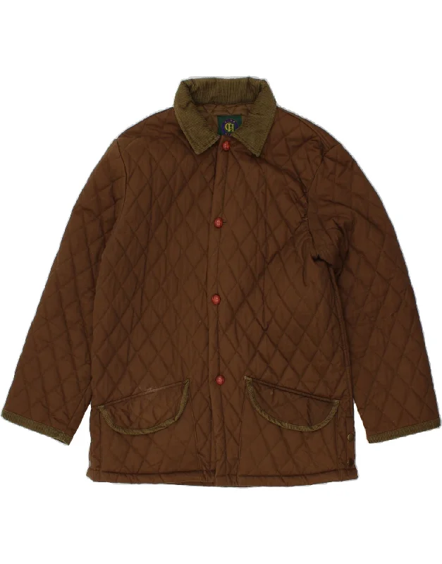 VINTAGE Mens Quilted Jacket UK 40 Large Brown Cotton