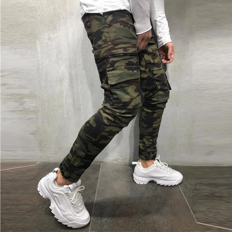 Men's Camouflage Slim Fit Multi-Pocket Cargo Joggers