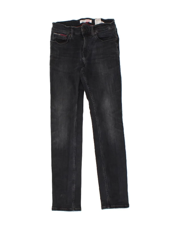 TOMMY HILFIGER Mens Slim Jeans W28 L30 Black Cotton