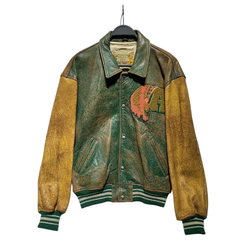 AVIREX/Leather Jkt/S/Leather/GRN/CHIEF SEATTLE DAYS VARSITY