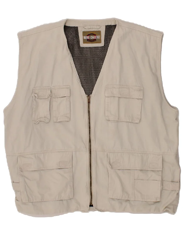 CANDA Mens Utility Gilet IT 62 6XL Off White Cotton