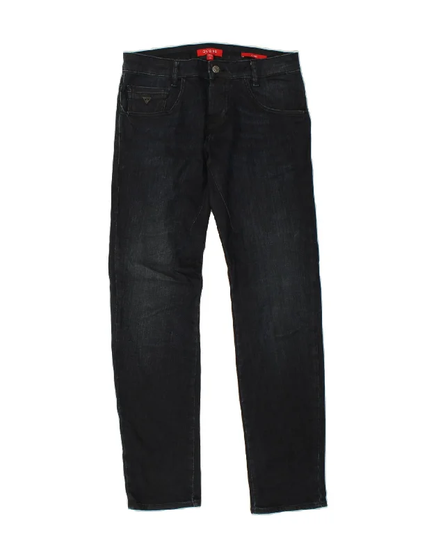 GUESS Mens Tapered Jeans W29 L32 Navy Blue Cotton