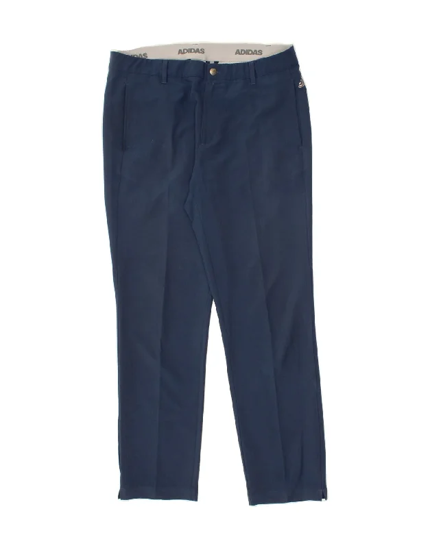 ADIDAS Mens Straight Chino Trousers W36 L32 Navy Blue Polyester