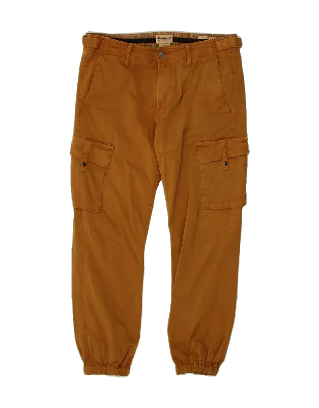 TIMBERLAND Mens Straight Joggers Cargo Trousers W30 L26 Brown Cotton