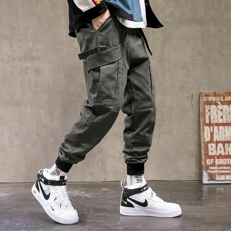 Men's Solid Colored Techwear Cargo Pants