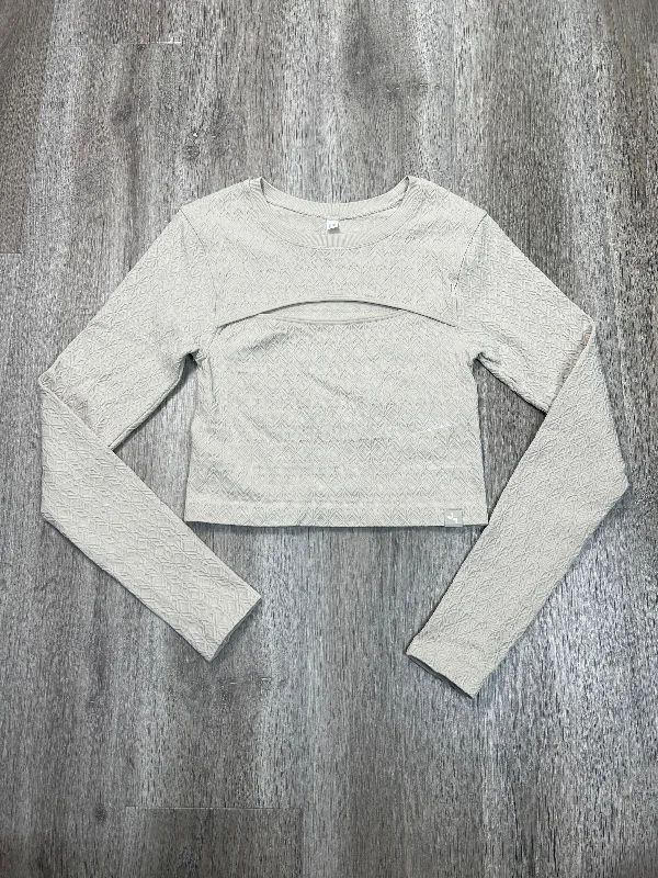 Athletic Top Long Sleeve Crewneck By Joy Lab In Tan, Size: Xs