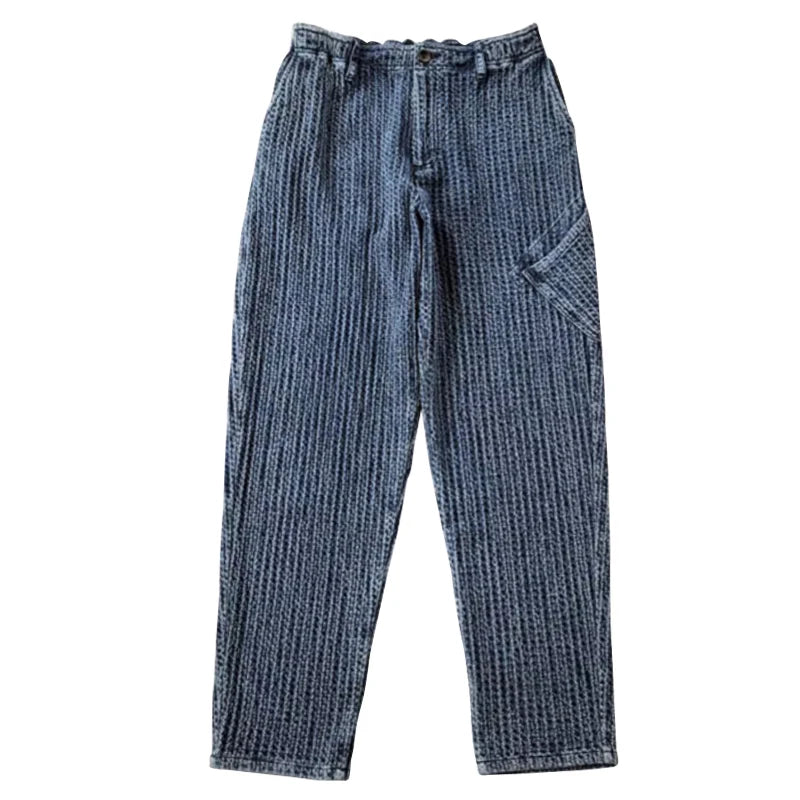 Men's Sashiko Tapered Pants - Japanese Style Casual Trousers