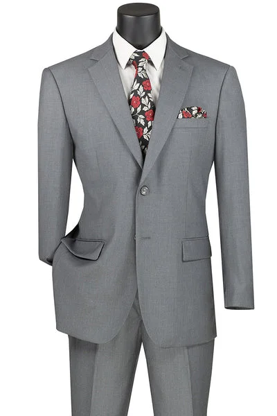 Marquis Collection: Medium Grey 2 Piece Solid Color Single Breasted Regular Fit Suit