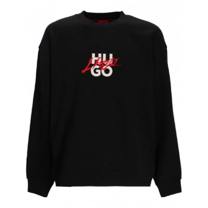 Hugo Mens Dlogonty Script Logo Crew Neck Sweater Black