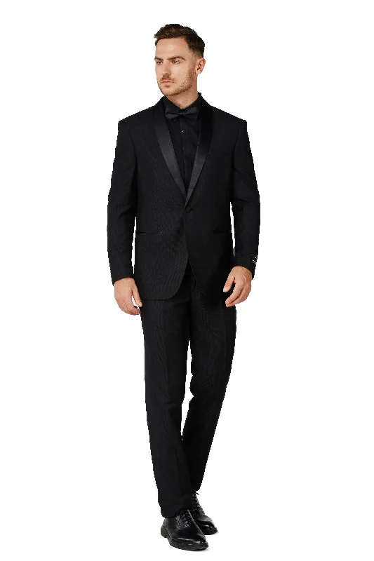 Men's Satin Black Shawl Lapel Tuxedo Slim Fit (2 PCS)