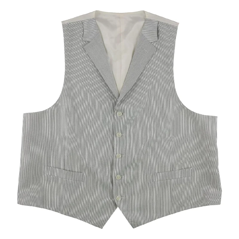 Sean John Mens Striped Five Button Vest, White, 50 Regular