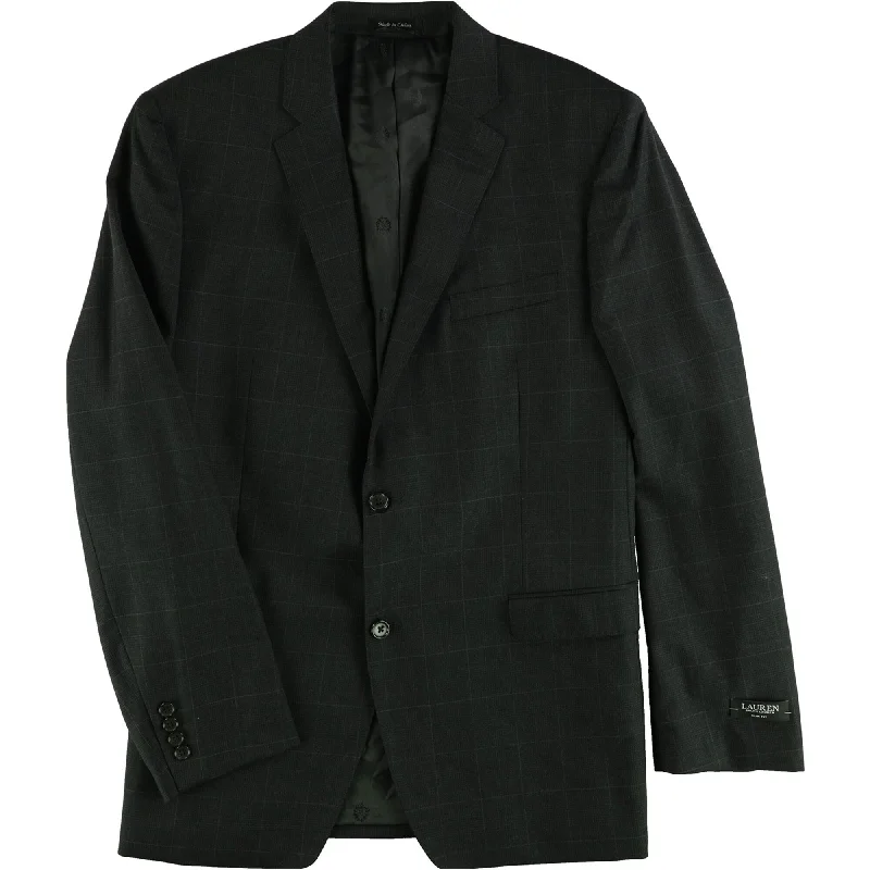 Ralph Lauren Mens Tonal Two Button Blazer Jacket, Black, 46 Long