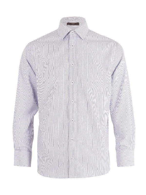 Regular Fit Textured Stripe 2" Shorter Shirt