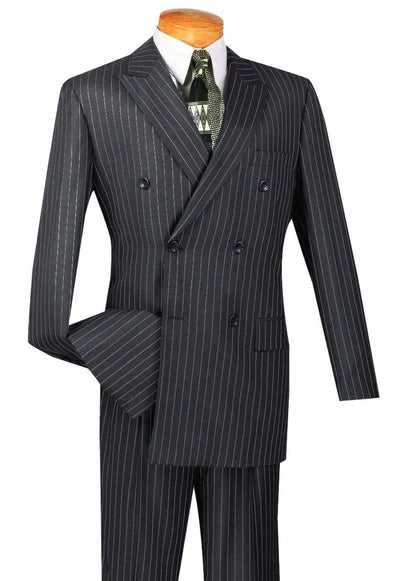 Symphony Collection: Charcoal 2 Piece Pinstripe Double Breasted Regular Fit Suit