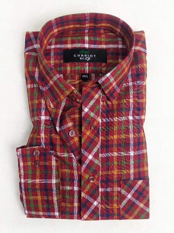 Red Checks Formal Dress Shirt For Men AN MFS96