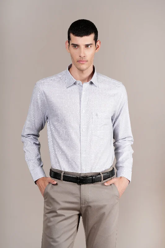 Men's Grey Check Full Sleeves Formal Shirt