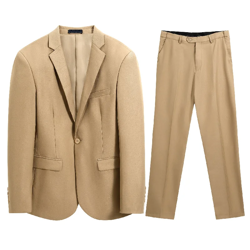 Two Piece Khaki Suit One Button Suit