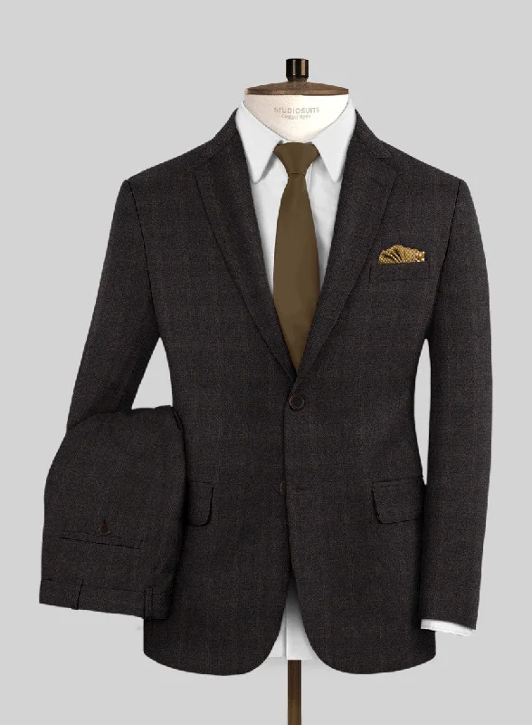 Italian Trek Brown Checks Flannel Suit