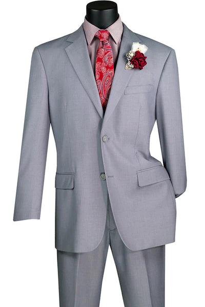 Marquis Collection: Light Grey 2 Piece Solid Color Single Breasted Regular Fit Suit