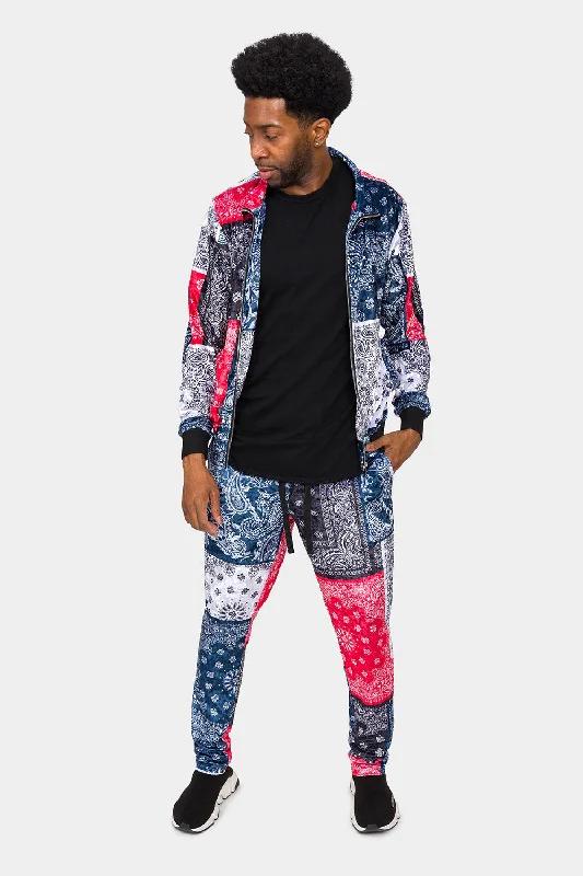 Bandana Paisley Velvet Velour Track Suit