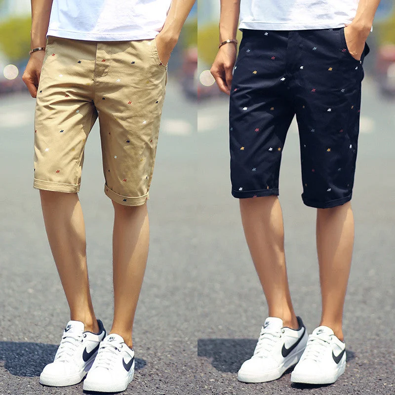 brand mens shorts print casual Men's shorts fashion cotton shorts shorts khaki white green