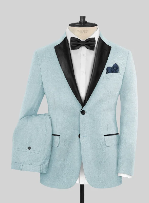 Napolean Stretch Coral Blue Wool Tuxedo Suit