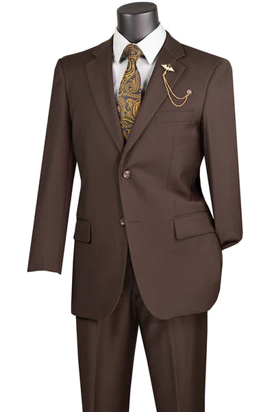 Marquis Collection: Brown 2 Piece Solid Color Single Breasted Regular Fit Suit