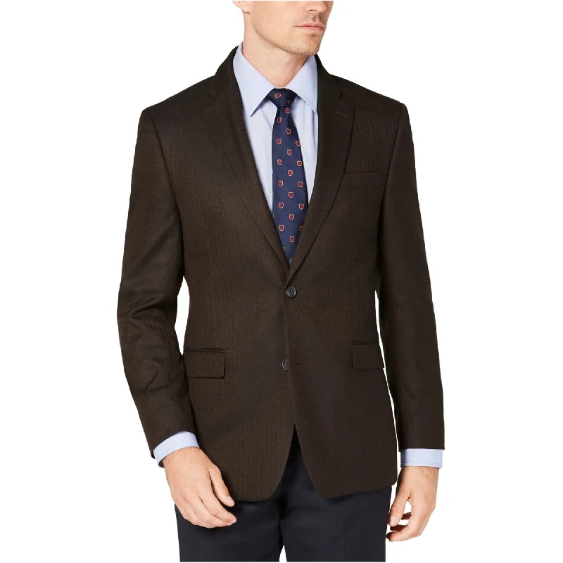 Tommy Hilfiger Mens Trevor Two Button Blazer Jacket, Brown, 40 Long