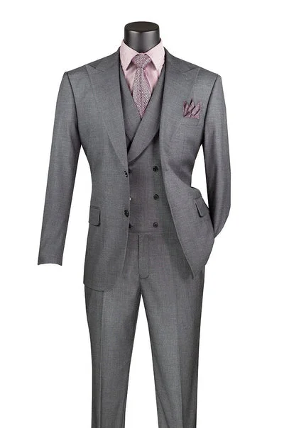 Classique Collection: Charcoal 3 Piece Solid Color Single Breasted Modern Fit Suit