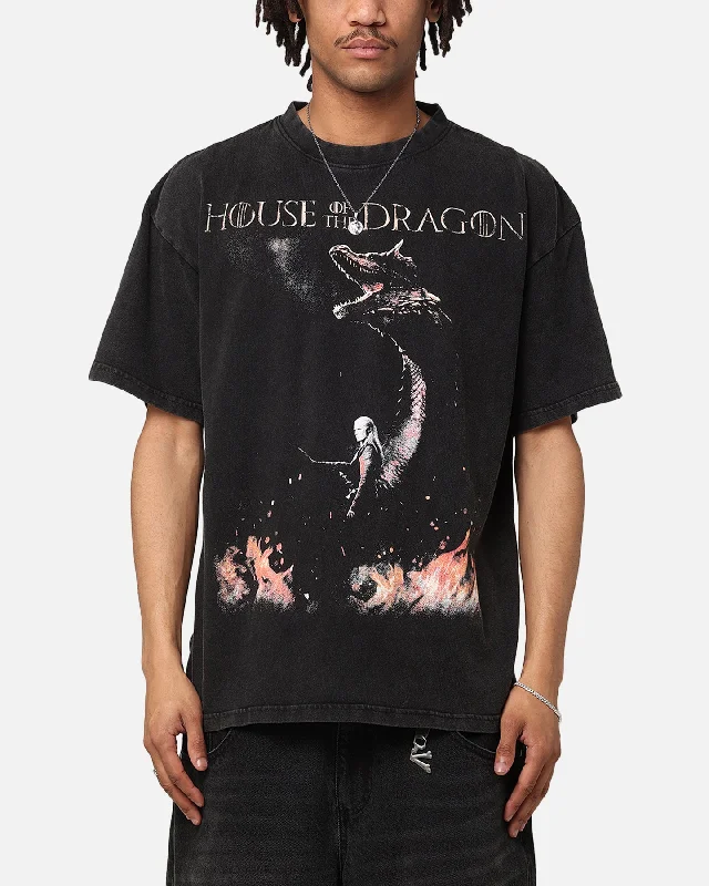 Goat Crew X House Of The Dragons Blood Vintage T-Shirt Black Acidwash