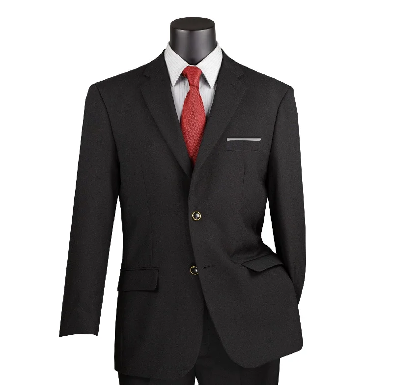 Conrad Collection: Black Solid Color Single Breasted Regular Fit Blazer