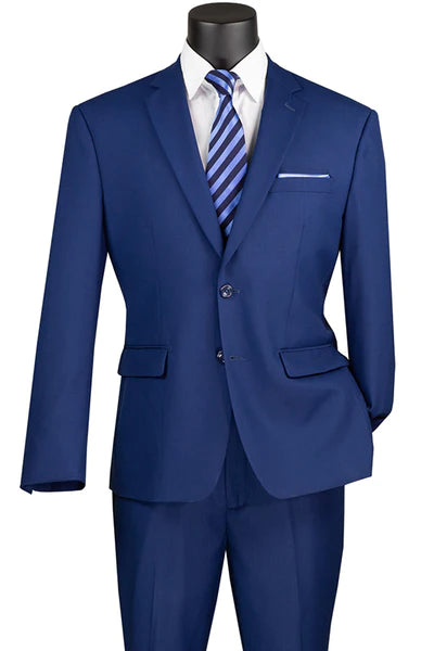 Marquis Collection: Twilight Blue 2 Piece Solid Color Single Breasted Regular Fit Suit