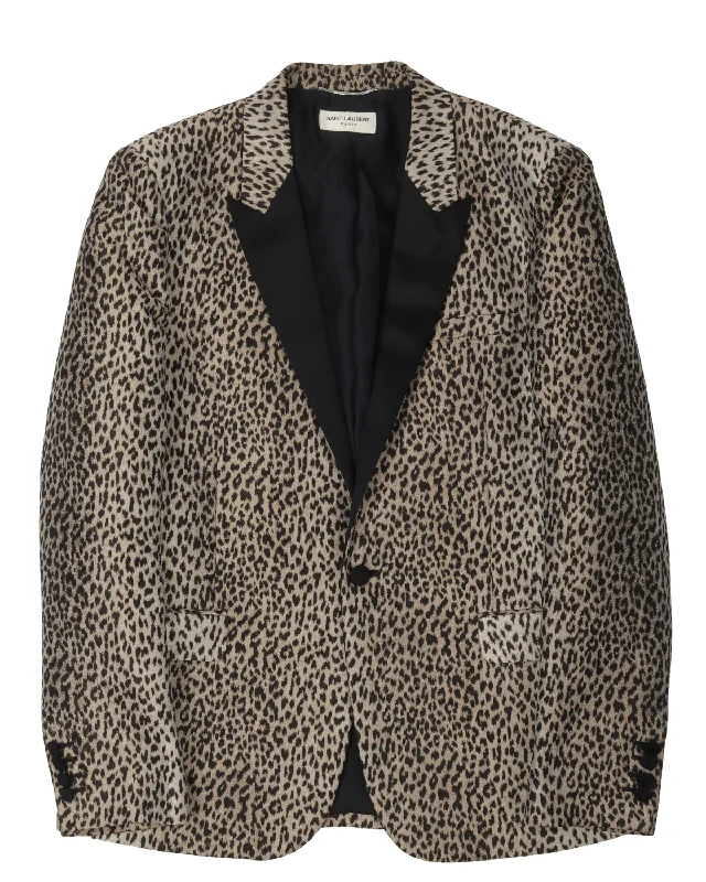 Cheetah Print Tuxedo Blazer