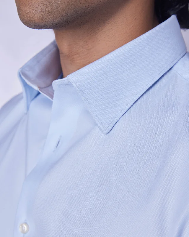 Pale Blue Stretch Dobby Shirt