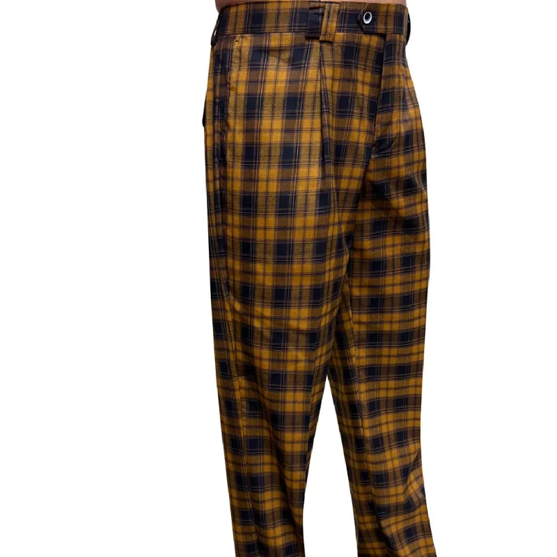 Antlia Collection: Copper Plaid Wide-Leg Pants